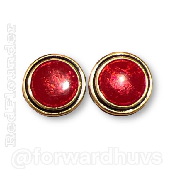 Bundle 3 for $15 Vintage Gold Tone & Burnt Red Circular Post Earrings - Picture 4 of 6
